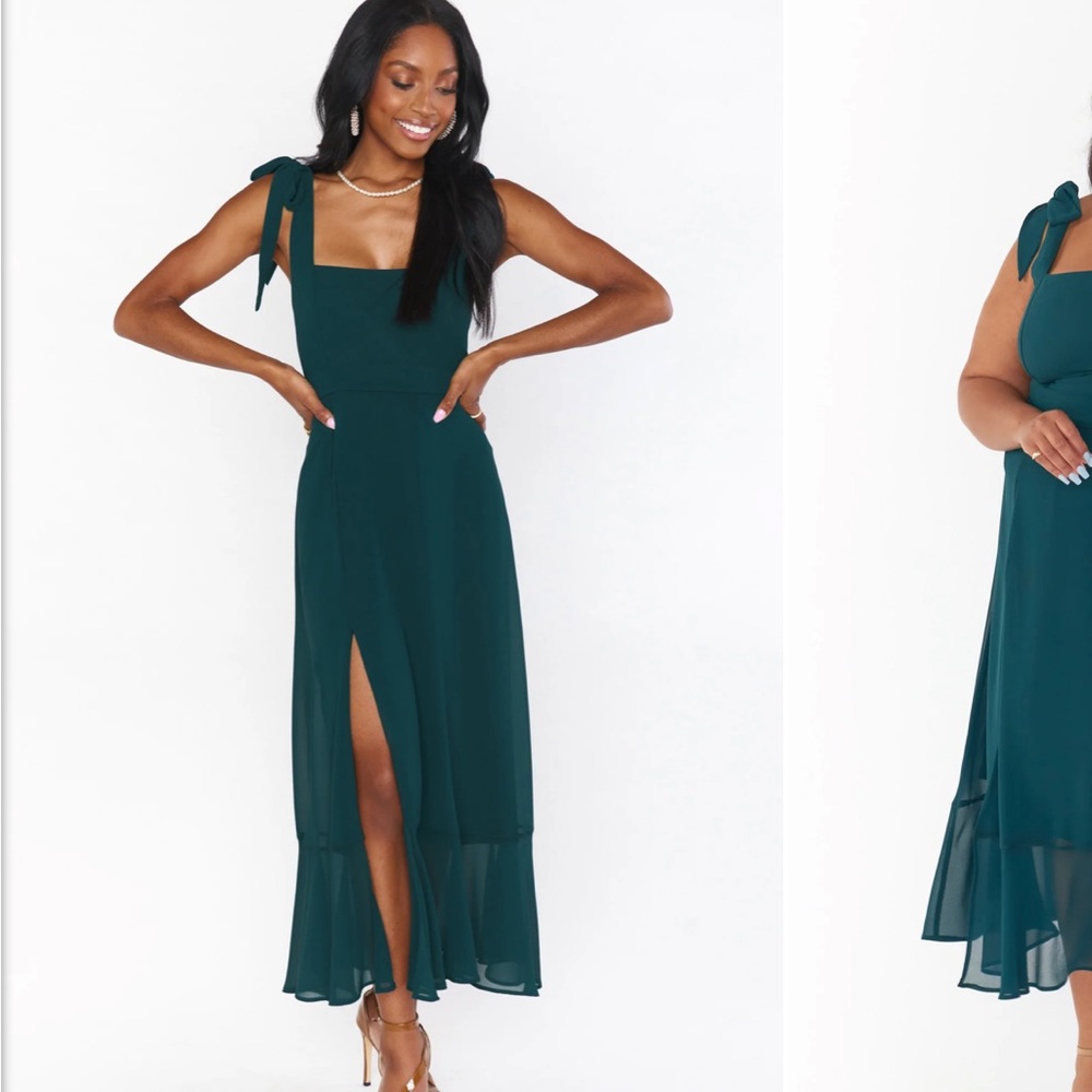 Claire Midi Dress- emerald chiffon